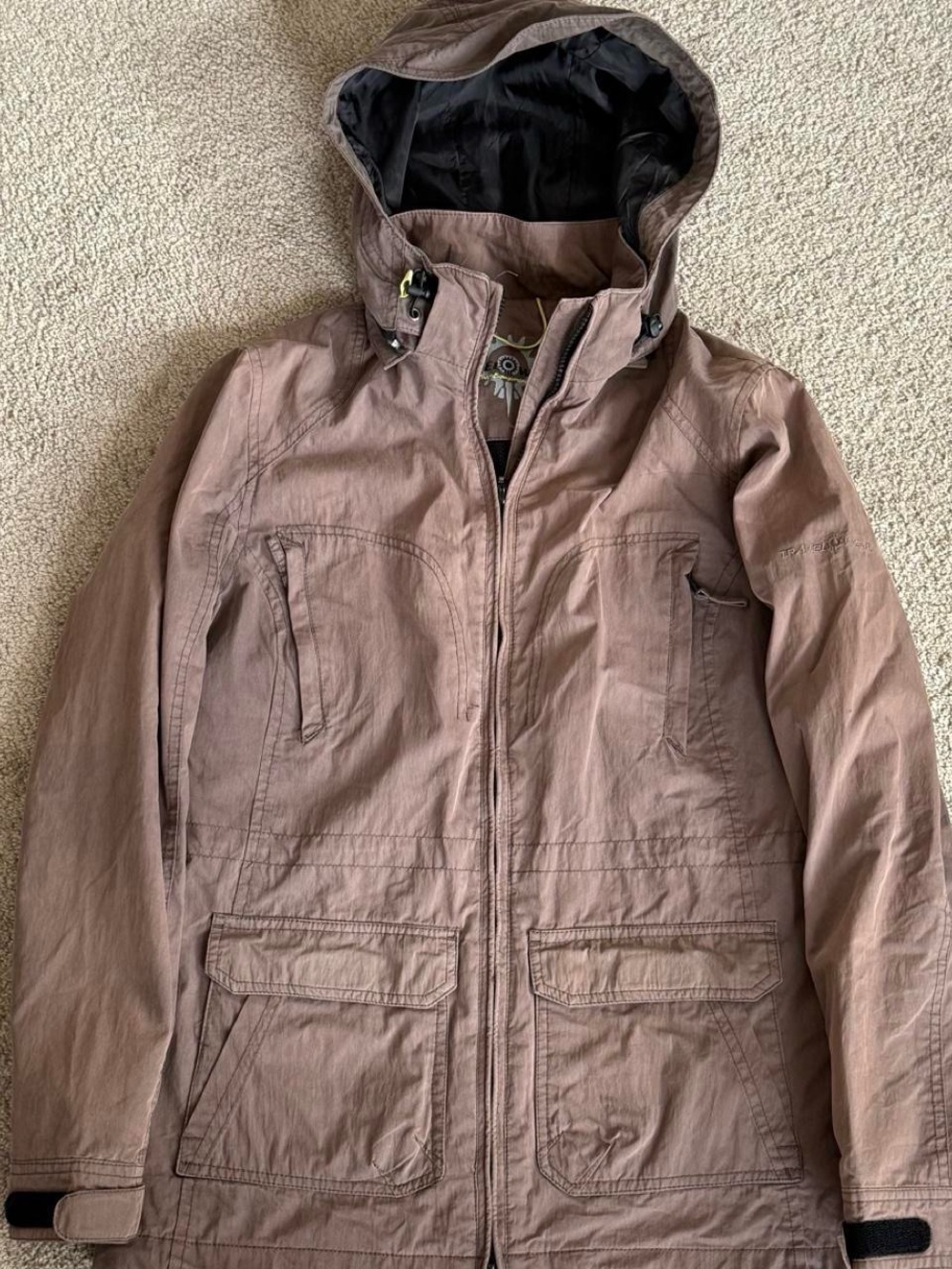 C&A Rodeo Travelwear European Outdoor Hooded Utility Jacket Brown Cargo Women's